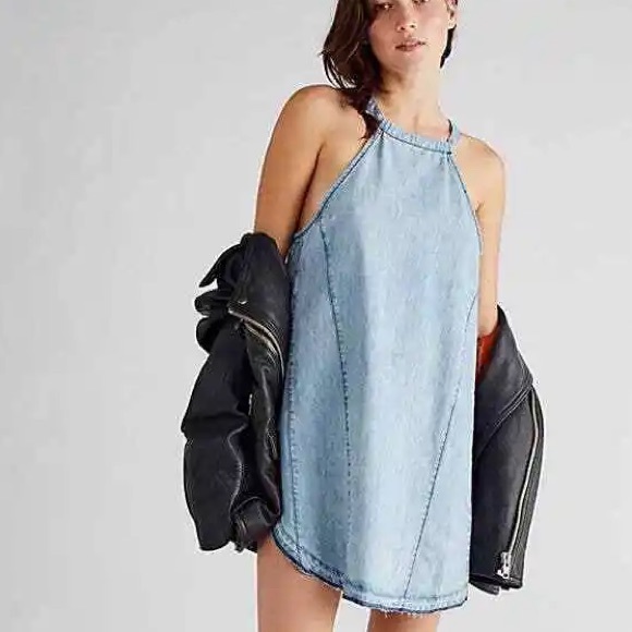 (A8) NEW Free People Isabella Denim Tunic dress $128, Size Small, Blue, NWOT - Picture 3 of 12